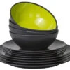 Gimex Melamin Grey-Line Geschirr-Set 12 Tlg. -Campingprodukte Geschäft 114198 2389264