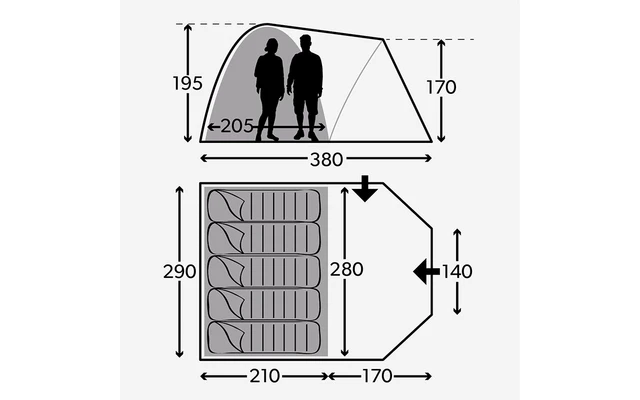 Kampa Brighton 5 Kuppelzelt Grey 3 Kampa Brighton 5 Kuppelzelt Grey